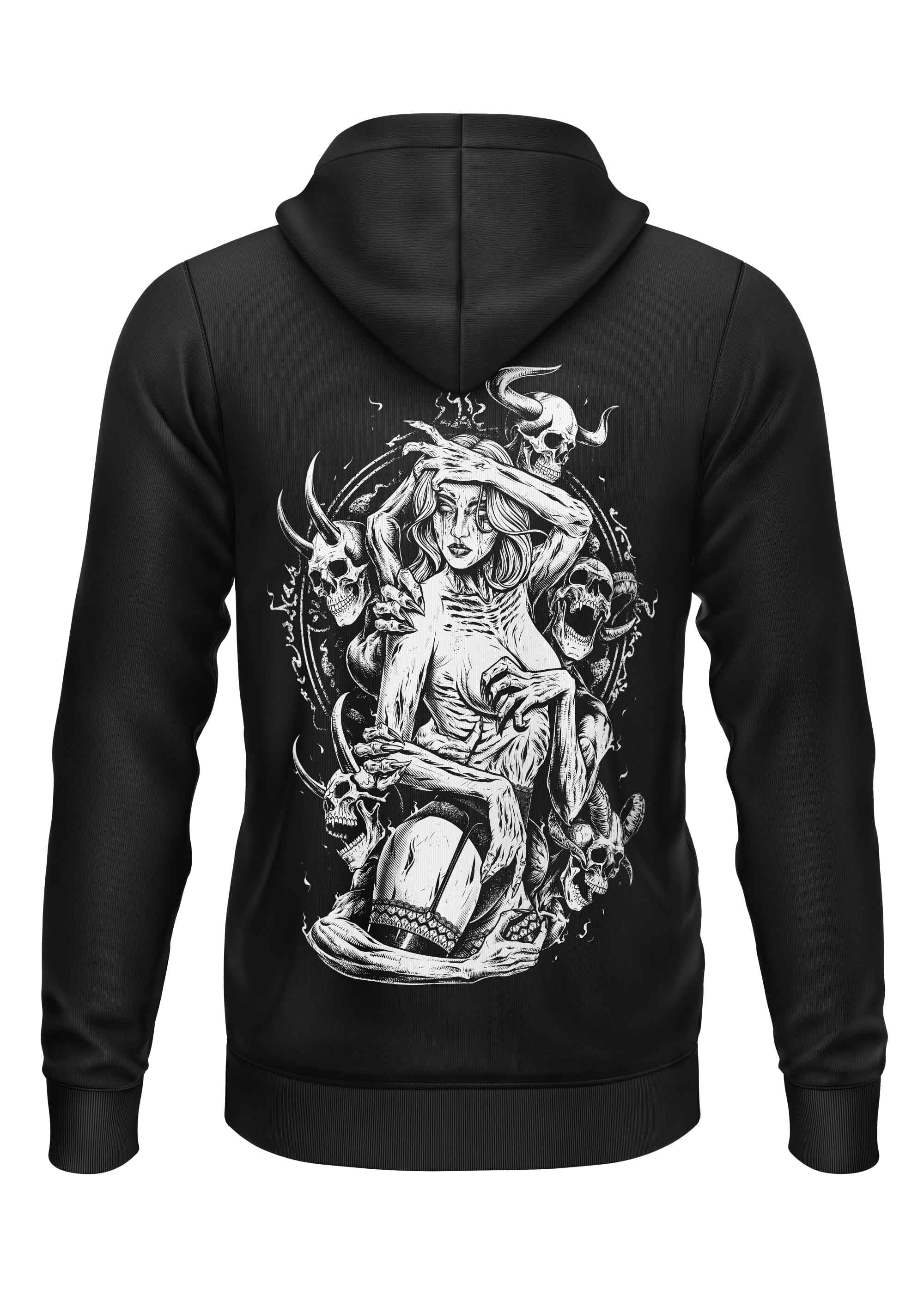Schwarzer Reißverschluss-Hoodie THE DEMONS WIFE - ZIPPER aus recyceltem Polyester